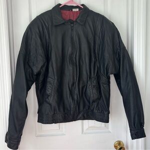 80s Vintage Black Genuine Leather Jacket